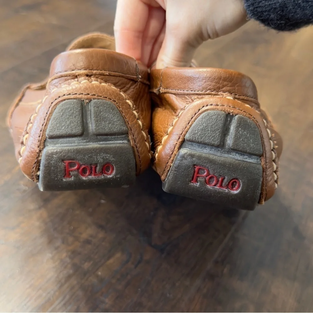 Polo Ralph Lauren‎ Telly II Brown Leather Slip On Loafer Size 9 Men